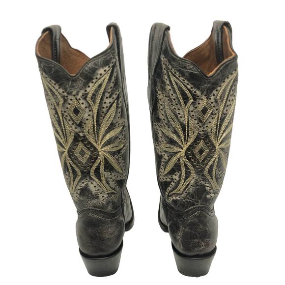 Circle G Women's Laser Embossed and Embroidery Snip Toe Western Boot Size 8.5 - Picture 5 of 11